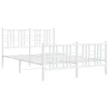 Cadre de lit métal avec tête de lit/pied de lit blanc 137x190cm