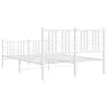 Cadre de lit métal avec tête de lit/pied de lit blanc 137x190cm