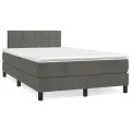 cadre de lit et matelas gris foncé 120x190cm velours