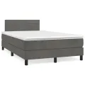 cadre de lit et matelas gris foncé 120x190cm velours