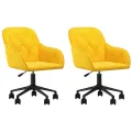 Chaises pivotantes à manger lot de 2 Jaune Velours