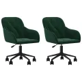 Chaises pivotantes à manger lot de 2 Vert foncé Velours