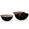 Table basse 2 pcs Bois de récupération massif Noir Forme de bol