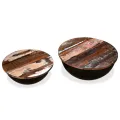 Table basse 2 pcs Bois de récupération massif Noir Forme de bol