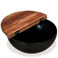 Table basse 2 pcs Bois de récupération massif Noir Forme de bol