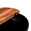 Table basse 2 pcs Bois de récupération massif Noir Forme de bol