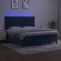 cadre de lit matelas et LED Bleu foncé 180x200 cm
