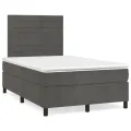 cadre de lit et matelas gris foncé 120x190cm velours