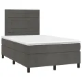 cadre de lit et matelas gris foncé 120x190cm velours