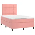 cadre de lit avec matelas rose 120x190 cm velours