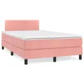 cadre de lit avec matelas rose 120x190 cm velours