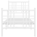 Cadre de lit métal avec tête de lit/pied de lit blanc 75x190 cm