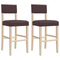 Chaises de bar lot de 2 bois massif d'hévéa et similicuir