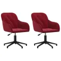 Chaises pivotantes salle à manger 2 pcs Rouge bordeaux Velours