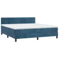 cadre de lit et matelas Bleu foncé 180x200cm Velours