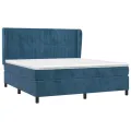 cadre de lit et matelas Bleu foncé 180x200cm Velours
