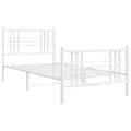 Cadre de lit métal avec tête de lit/pied de lit blanc 107x203cm