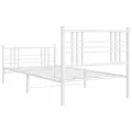 Cadre de lit métal avec tête de lit/pied de lit blanc 107x203cm