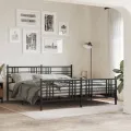 Cadre de lit métal avec tête de lit/pied de lit noir 183x213 cm