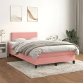 cadre de lit avec matelas rose 120x190 cm velours