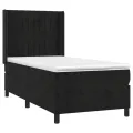 cadre de lit avec matelas Noir 90x200 cm Velours