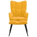Chaise de relaxation avec repose-pied Jaune moutarde Velours