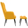 Chaise de relaxation avec repose-pied Jaune moutarde Velours