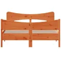 Cadre de lit avec tête de lit cire marron 140x190cm bois de pin