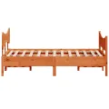 Cadre de lit avec tête de lit cire marron 140x190cm bois de pin