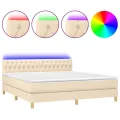 cadre de lit avec matelas LED Crème 160x200 cm Tissu