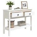 Table console Blanc 100x35x75 cm Bois massif de pin