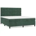 cadre de lit et matelas Vert foncé 180x200cm Velours
