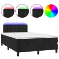 cadre de lit et matelas LED noir 120x190 cm velours