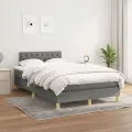cadre de lit avec matelas Gris foncé 120x200cm Tissu