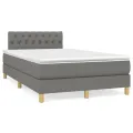 cadre de lit avec matelas Gris foncé 120x200cm Tissu