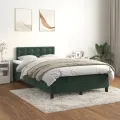 cadre de lit et matelas Vert foncé 120x200cm Velours