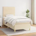 cadre de lit avec matelas Crème 80x200 cm Tissu
