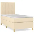 cadre de lit avec matelas Crème 80x200 cm Tissu