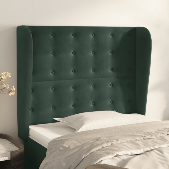 Tête de lit avec oreilles Vert foncé 83x23x118/128 cm Velours