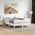 Cadre de lit avec tête de lit blanc 140x200 cm bois pin massif