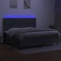 cadre de lit et matelas et LED Gris foncé 200x200 cm