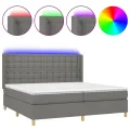 cadre de lit matelas LED Gris foncé 200x200 cm Tissu