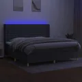 cadre de lit matelas LED Gris foncé 200x200 cm Tissu