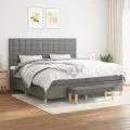 cadre de lit avec matelas Gris foncé 200x200cm Tissu