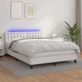 cadre de lit avec matelas et LED Blanc 140x200 cm