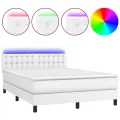cadre de lit avec matelas et LED Blanc 140x200 cm