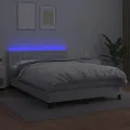 cadre de lit avec matelas et LED Blanc 140x200 cm