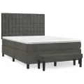 cadre de lit et matelas Gris foncé 140x200cm Velours