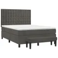 cadre de lit et matelas Gris foncé 140x200cm Velours