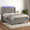 cadre de lit matelas et LED Gris clair 140x190 cm